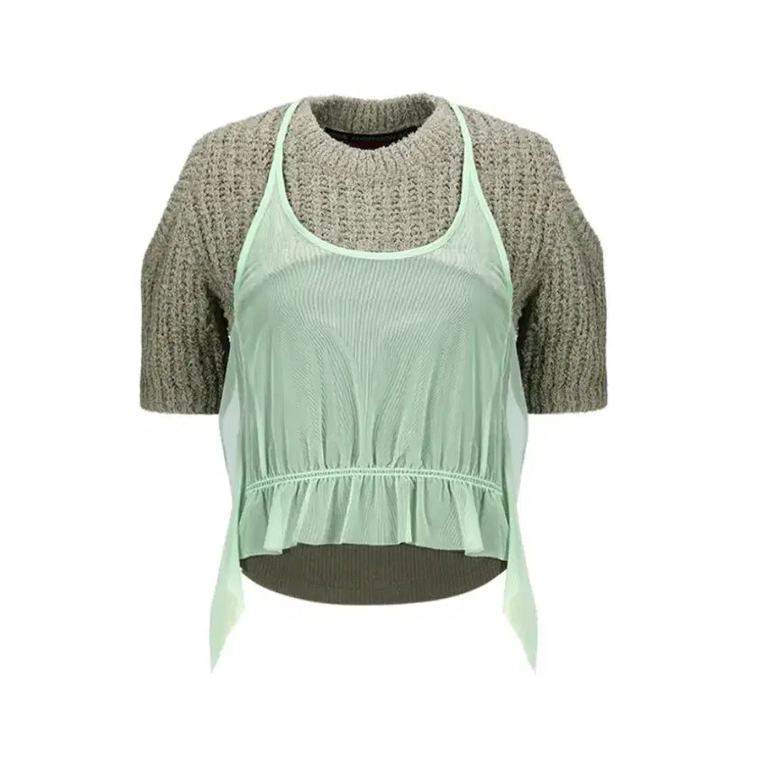 [BUNJANG] Andersson Bell Cut-out Combination Knit Top / (1회착용) 택포!! 앤더슨벨 컷아웃 콤비네이션 니트 탑