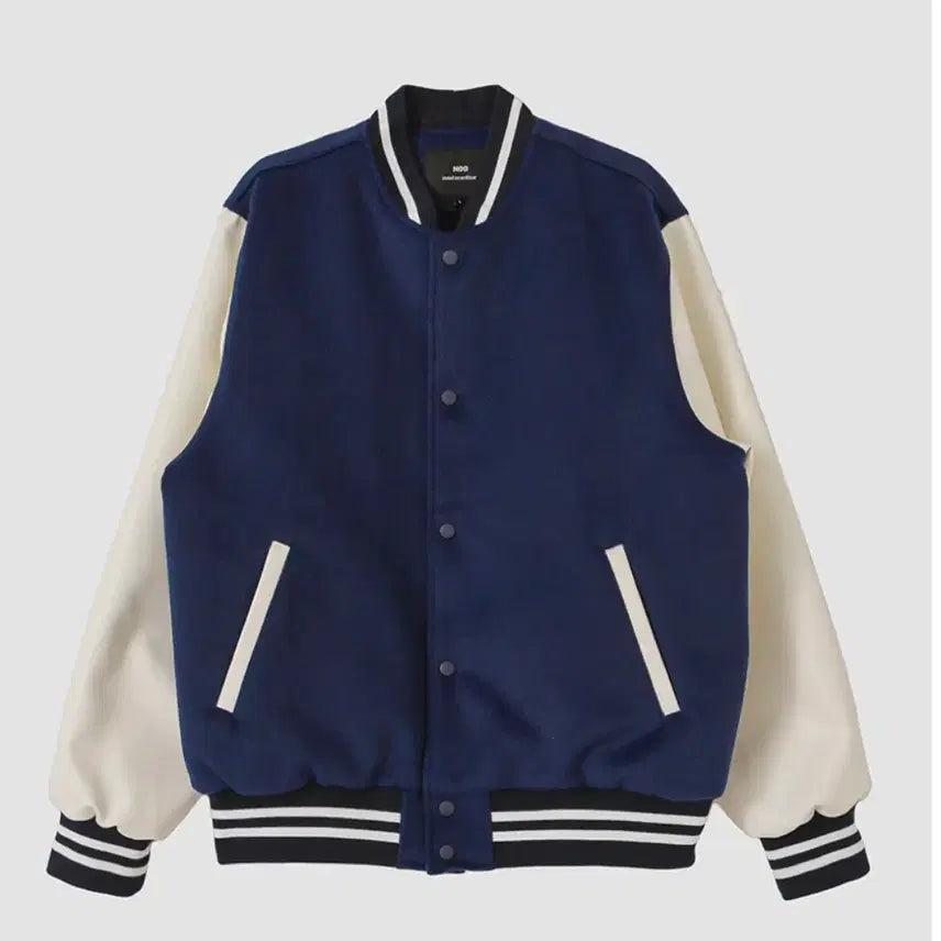 [BUNJANG] MOO Varsity Jacket Navy/Ivory Size M / MOO 바시티 자켓 / 야구잠바
