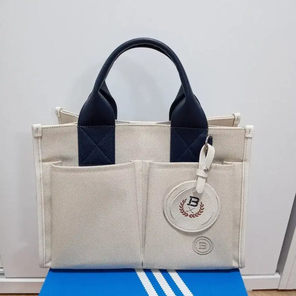 [BUNJANG] Beanpole Golf Women's Poly Canvas Round Tote Bag - Beige / 빈폴 골프 여성 폴리캔버스 라운딩 토트백 - 베이지