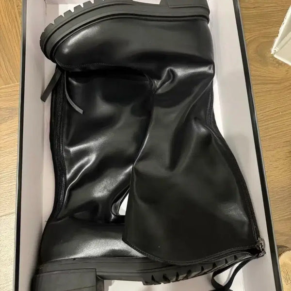 [BUNJANG] Black Platform Zipper Long Boots / 블랙 통굽 지퍼 롱부츠