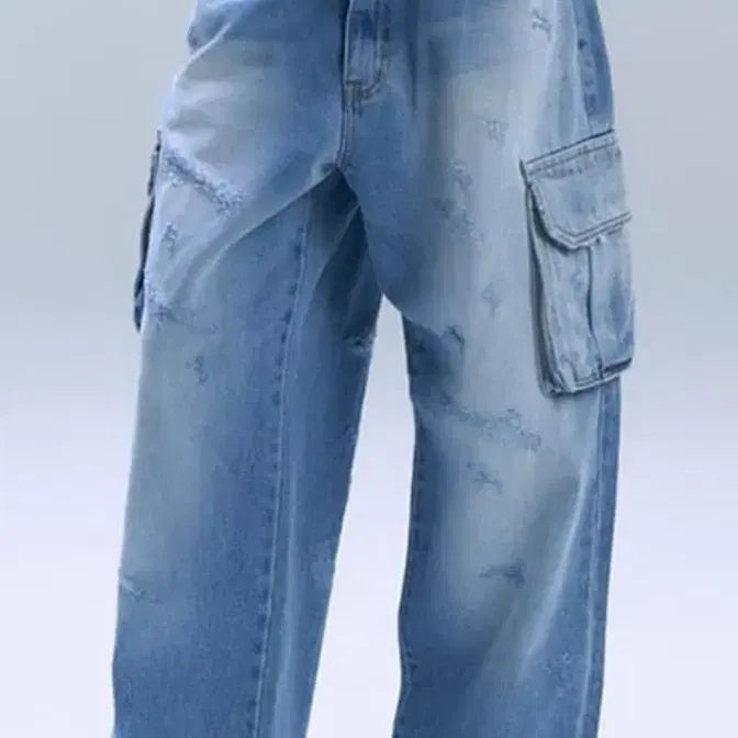 [BUNJANG] Lockcake Cargo Wide Fit Denim Pants / 락케이크 카고 데님 팬츠 와이드 핏 청바지