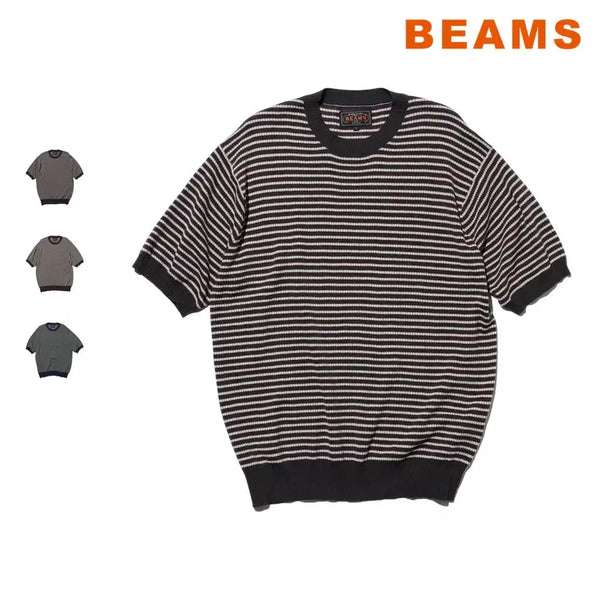 [BUNJANG] BEAMS PLUS Dot Pattern Jacquard Knit T-Shirt / 빔즈 플러스 닷패턴 자카드 니트 티셔츠