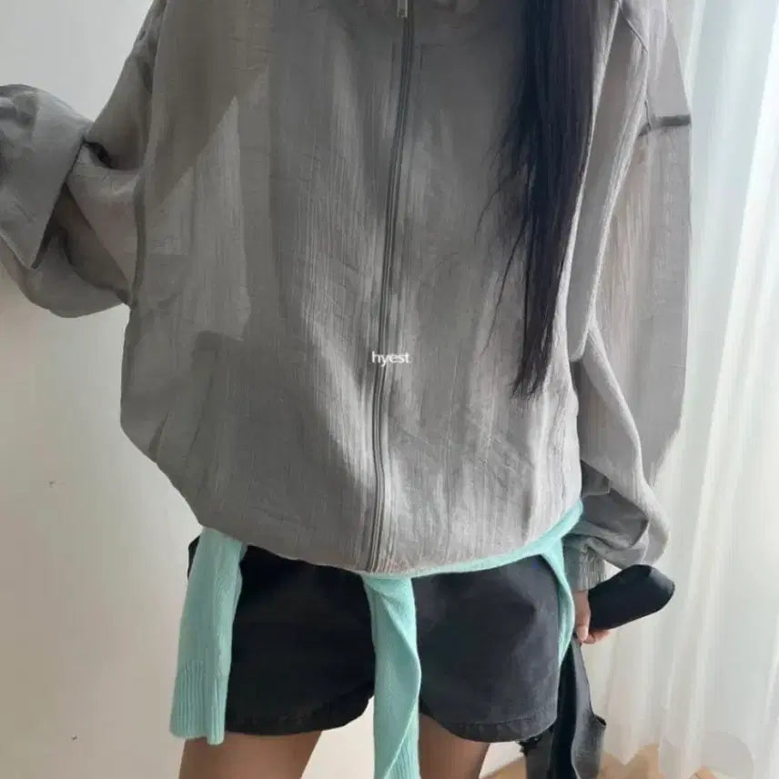 [BUNJANG] Grey Zip-Up Windbreaker Jacket / 그레이 집업 바람막이