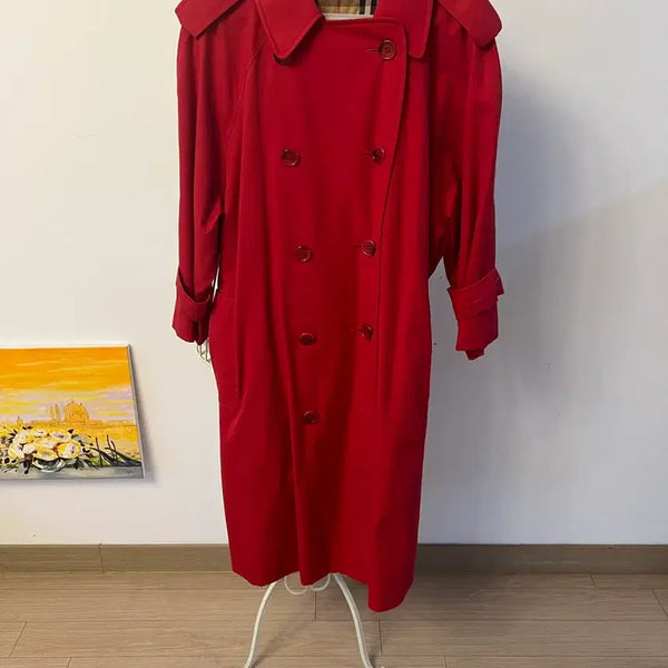 [BUNJANG] Burberry Red 3/4 Sleeve Coat (Size M/L) / 버버리 코트 칠부 정품 레드 66-77