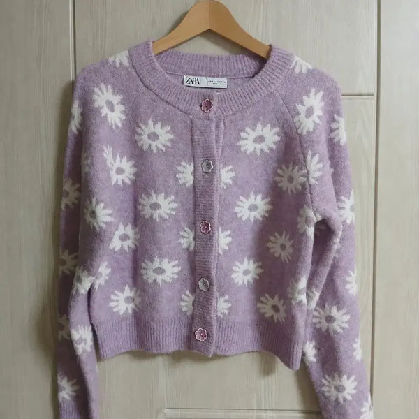 [BUNJANG] ZARA Flower Button Knit Cardigan / (ZARA) 플라워 단추 니트 가디건