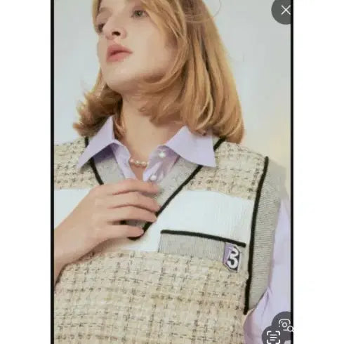 [BUNJANG] OBZEE Tweed Vest / 오브제 OBZEE 트위드 베스트 55 사이즈 정품