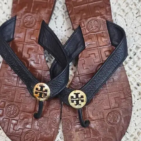 [BUNJANG] Tory Burch Thong Sandals Brown Black / 토리버치 쪼리 샌들 브라운 블랙