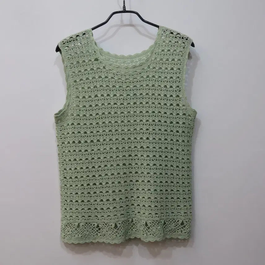 [BUNJANG] Handmade Knitted Sleeveless Top Vest / 핸드메이드 손뜨개 니트