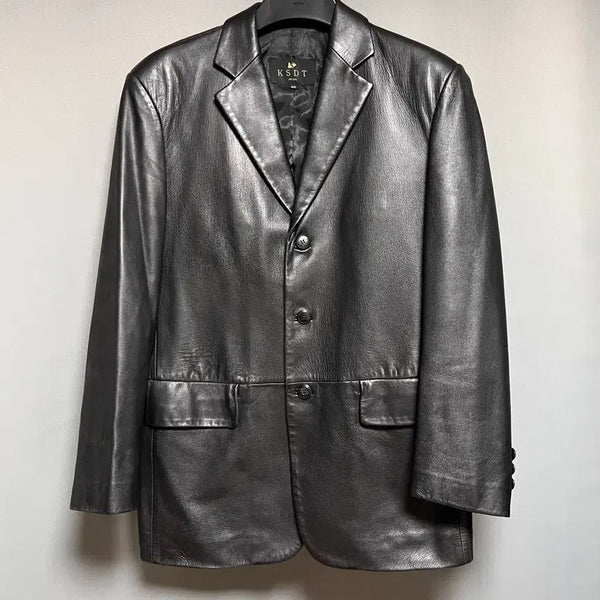 [BUNJANG] Vintage Lambskin Leather 3-Button Blazer M / 빈티지 양가죽 3버튼 블레이저 M