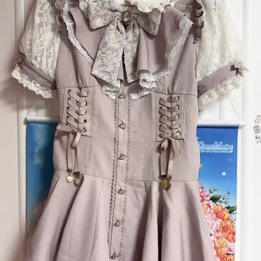 [BUNJANG] Lizlisa Ruffle Ribbon Setup Pink / 리즈리사 러플리본셋업 핑크