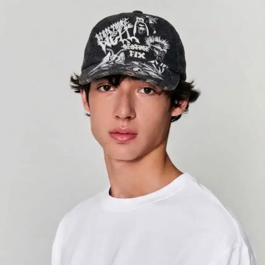 [BUNJANG] JUNGLES 25SS Graffiti Print Washed Ball Cap / 정글스  25ss 그래피티 프린트 워싱 볼캡
