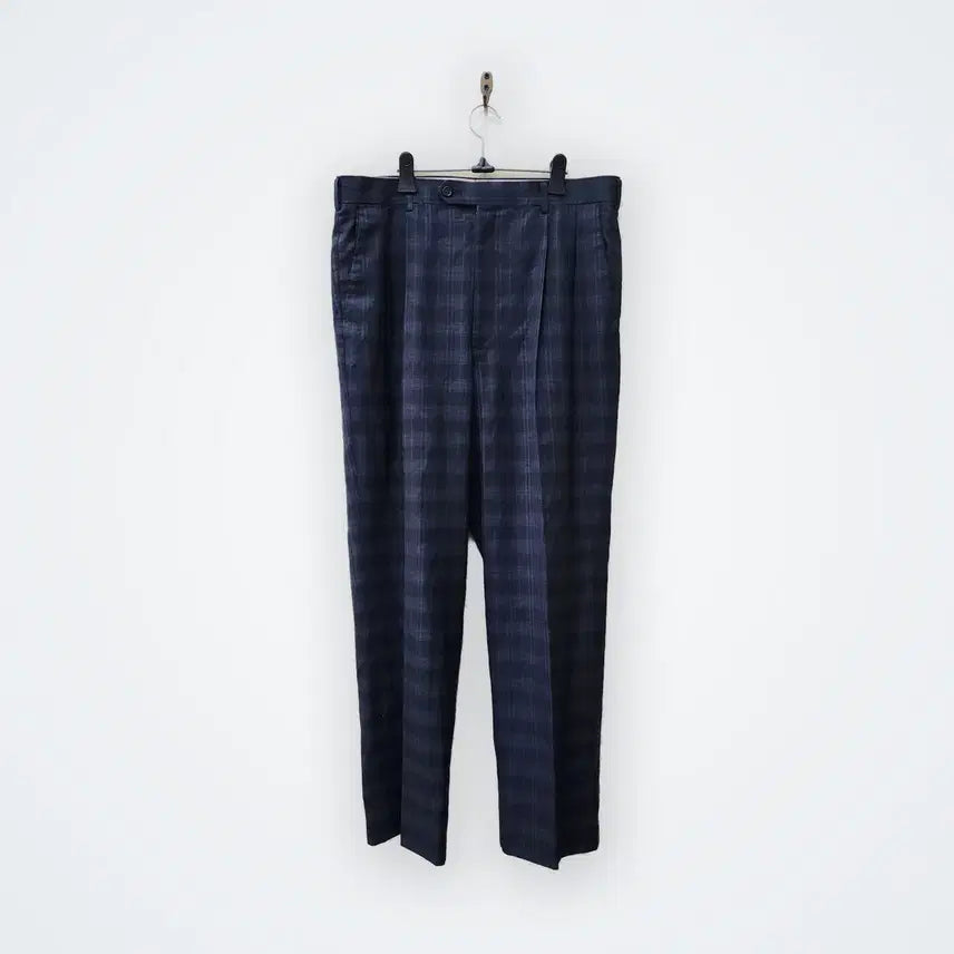 [BUNJANG] Lanvin Check Pattern Wool Slacks Navy / [88] 랑방 체크 패턴 슬랙스 네이비