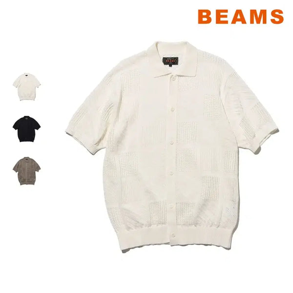 [BUNJANG] BEAMS PLUS Full-Button Polo Mesh Shirt / 빔즈 플러스 풀버튼 폴로 메시 셔츠