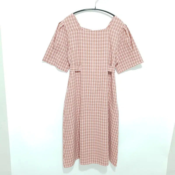 [BUNJANG] Square Neck Checkered Dress / 스퀘어넥 체크 원피스 F_S2033