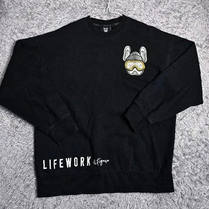 [BUNJANG] Life Work Bulldog Sweatshirt Black Medium / (X2)라이프워크 불독 맨투맨 블랙 M