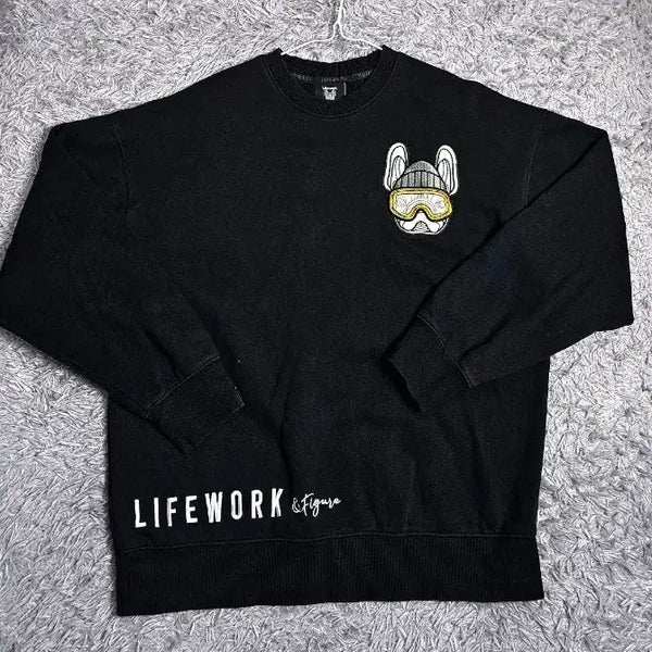 [BUNJANG] Life Work Bulldog Sweatshirt Black Medium / (X2)라이프워크 불독 맨투맨 블랙 M