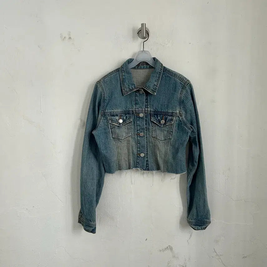 [BUNJANG] CLEF DE SOL Cropped Washed Denim Trucker Jacket / CLEF DE SOL 크롭 워싱 데님 트러커 자켓