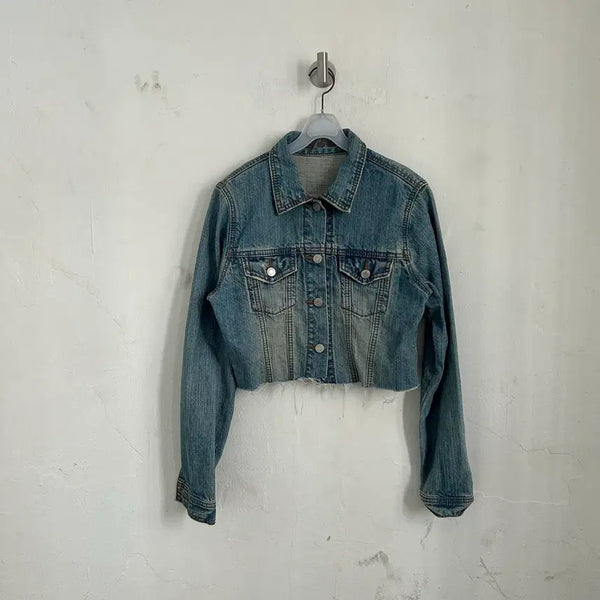 [BUNJANG] CLEF DE SOL Cropped Washed Denim Trucker Jacket / CLEF DE SOL 크롭 워싱 데님 트러커 자켓