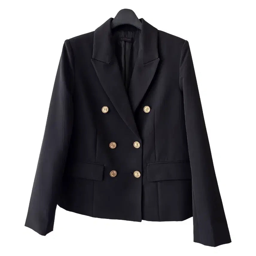 [BUNJANG] Black Double-Button Short Duffle Jacket / 55/블랙 더플 숏 자켓
