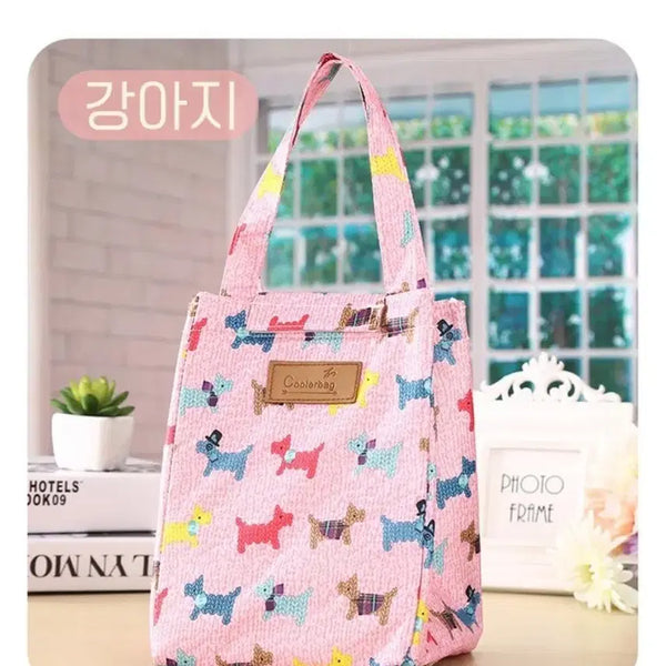 [BUNJANG] Dog Pattern Cooler Bag - Pink / 강아지 패턴 쿨러백 보냉백 핑크