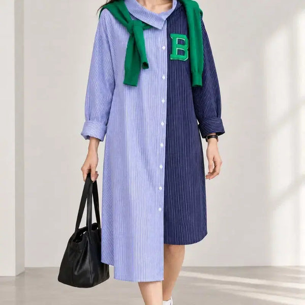 [BUNJANG] Asymmetrical Hem Shirt Dress / 편집샾 언발 셔츠 원피스