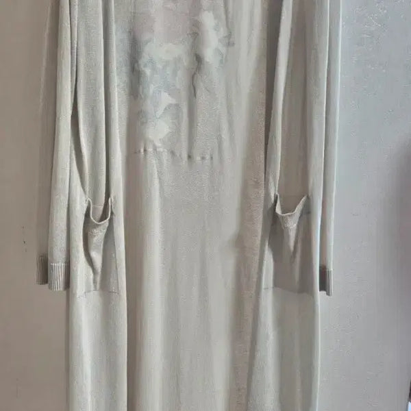 [BUNJANG] Flower Point Long Cardigan / 고급 레이온 혼방 플라워 포인트 롱 가디건 (상태 최상)