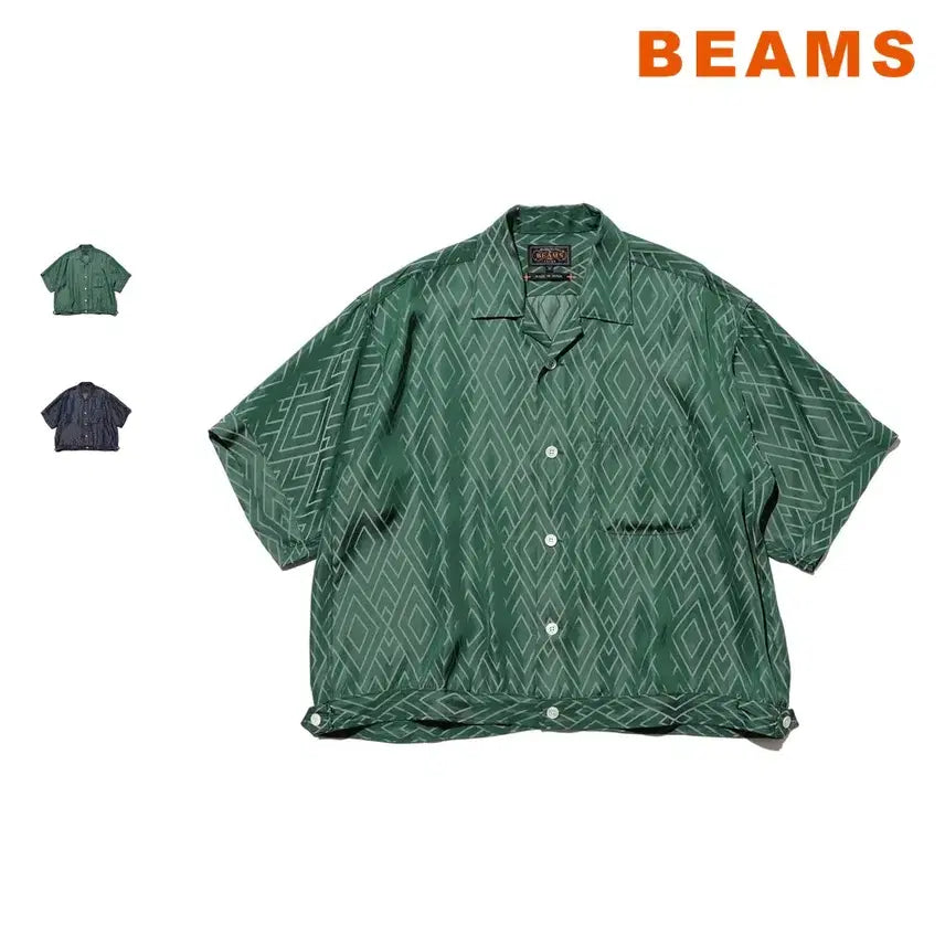 [BUNJANG] BEAMS PLUS Cabana Cupro Zigzag Pattern Shirt / 빔즈 플러스 카바나 큐프라 지그재그 셔츠