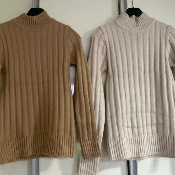 [BUNJANG] Ribbed Knit Set Beige/Camel / 개당)골지 니트 베이지/카멜 컬러