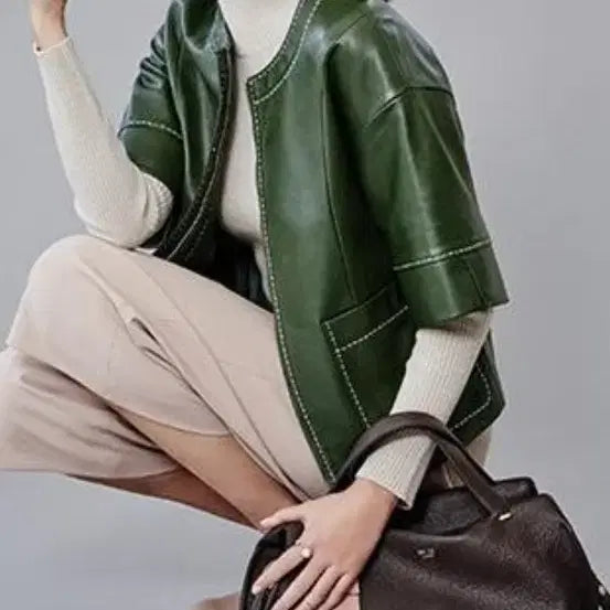 [BUNJANG] Genuine Leather Jacket Women's Size 55 / (새상품) 양가죽 자켓 ( 여 55)