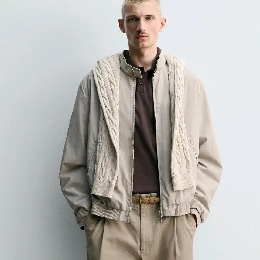 [BUNJANG] ZARA Origins Technical Beige Regular Fit Zip-Up Jacket Blouson / 정가14.9만(새제품) 자라 오리진스 테크니컬 베이지 레귤러핏 집업 자켓 점퍼 간절기 바람막이 블루종 아이보리 베이지
