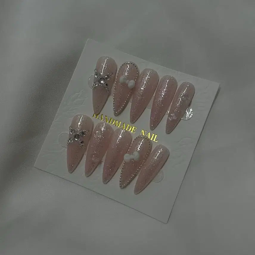 [BUNJANG] Handmade Pink Nail Tips Set / 여리 핑크 수제네일팁