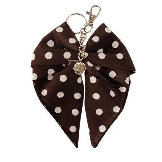 [BUNJANG] Brown Dot Ribbon Strap Keychain / 브라운 도트 리본 스트랩 키링