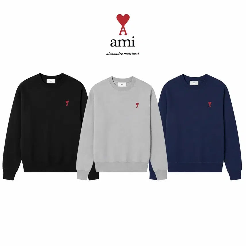 [BUNJANG] AMI Paris Small Heart Logo Sweatshirt / 아미 스몰하트 맨투맨 블랙/그레이/네이비