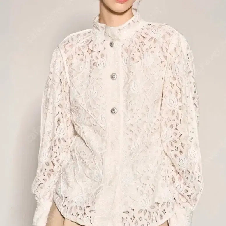 [BUNJANG] The Handsome Objet Lace Blouse / 한섬 오브제 레이스 블라우스