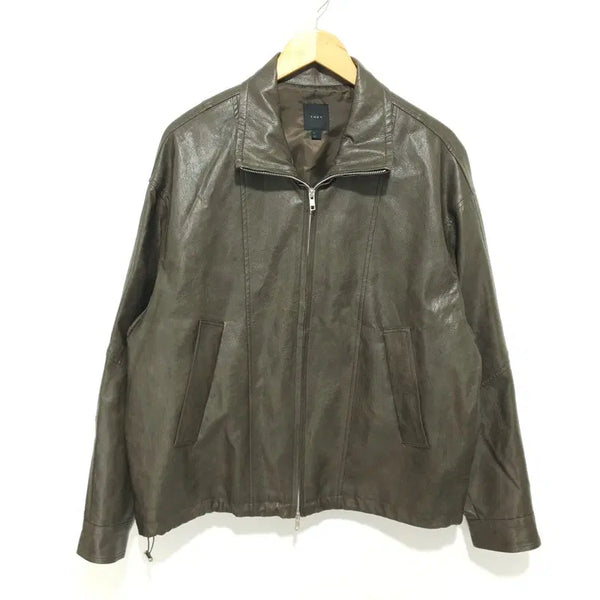 [BUNJANG] THEY Highneck Paneled Leather Jacket F_M2628 / THEY 하이넥 절개 레더 자켓 F_M2628