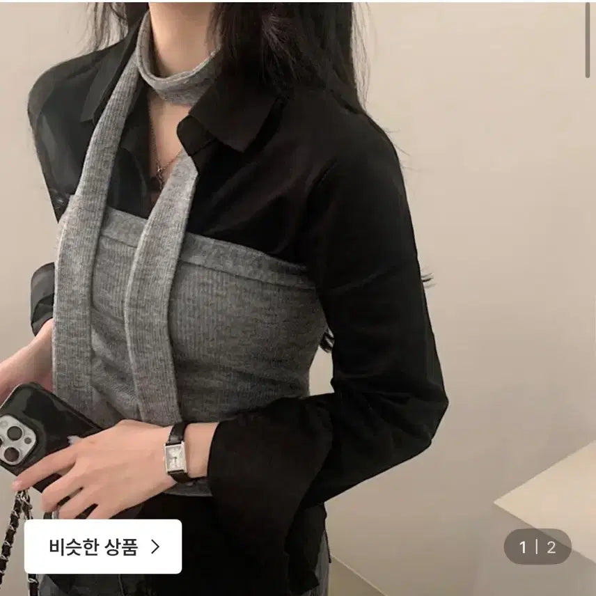 [BUNJANG] Gray Knit Top / 니트탑 회색