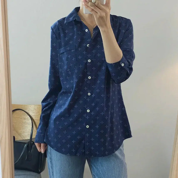 [BUNJANG] SI Women's Long-Sleeve Pattern Shirt / (77/새상품)SI 씨 여성 긴팔 패턴 셔츠 G1W4963