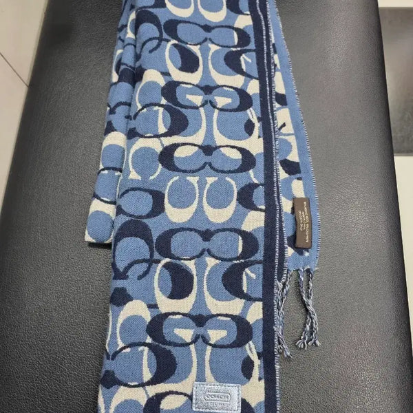 [BUNJANG] Coach Logo Pattern Scarf Blue / 코치 로고 패턴 머플러 블루