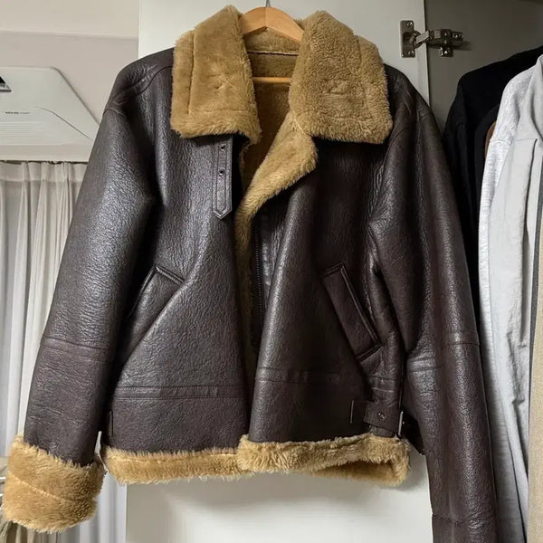 [BUNJANG] Overtake Faux Shearling Leather Jacket / 오버테이크 무스탕