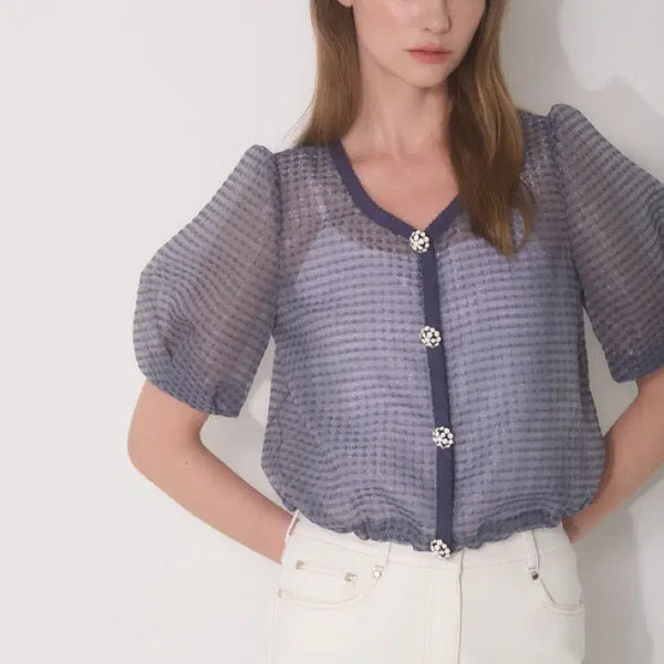 [BUNJANG] Mine Glitter Dot Blouse / 새상품) 마인 글리터 도트 블라우스 한섬