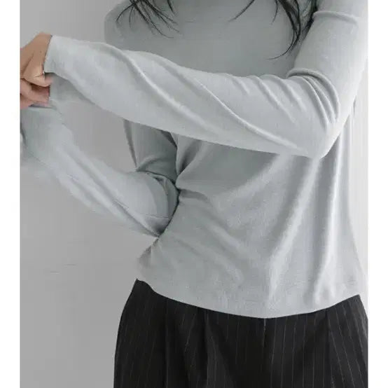 [BUNJANG] Manique Basic Soft Long Sleeve T-Shirt Sky Blue / 매니크 베이직 소프트 긴소매 티셔츠 스카이블루 새상품