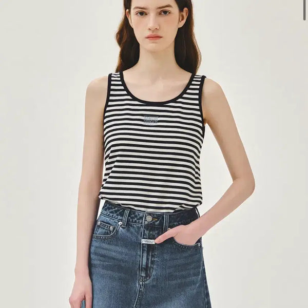 [BUNJANG] Marithe Francois Girbaud W Small Classic Logo Sleeveless Dark Navy / 마리떼 슬리브리스 W SMALL CLASSIC LOGO SLEEVELESS dark navy