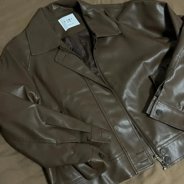 [BUNJANG] Brown Leather Jacket / 브라운 가죽자켓
