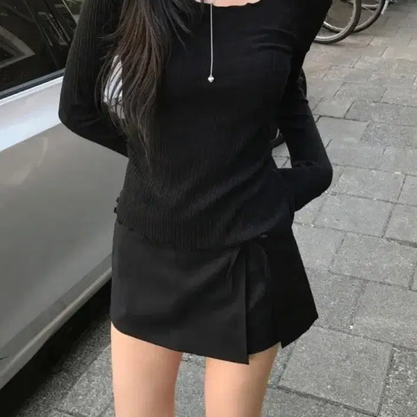 [BUNJANG] J. Ribbon Black Skirt / 에이블리 제이 리본 블랙 스커트