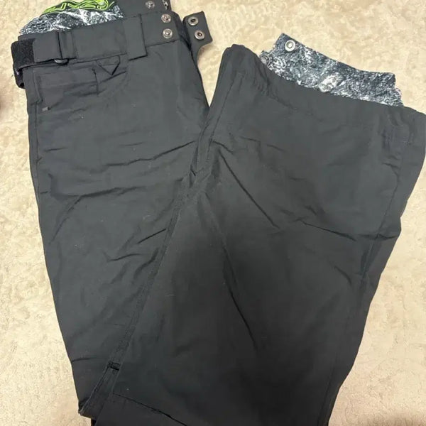 [BUNJANG] Big Size Black Pattern Lined Ski Pants / 스키 바지 블랙 패턴 안감