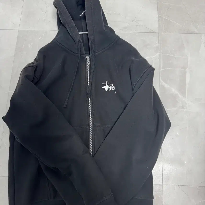 [BUNJANG] Stussy Hooded Zip-Up Jacket Black / 스투시 후드 집업 블랙