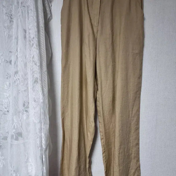[BUNJANG] 100% Linen Wide Pants Beige / 베이지색 린넨100%와이드 바지
