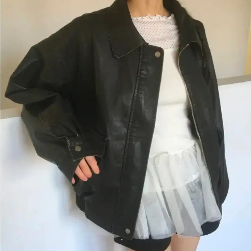 [BUNJANG] Wonder Wonder Deep Brown Leather Jacket / 원더원더 딥브라운 레더자켓