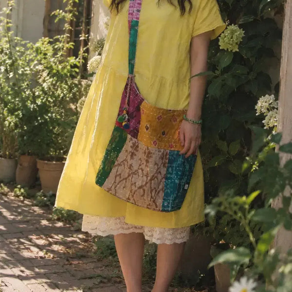 [BUNJANG] Amina Kant Patchwork Tassel Bohemian Crossbody Bag / 모리걸 하구미 Amina 칸타 패치워크 태슬 보헤미안 크로스백