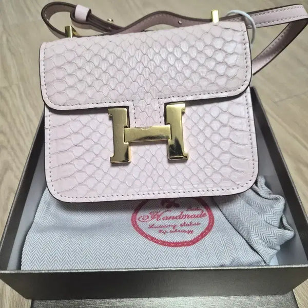 [BUNJANG] Pink Crocodile Leather Mini Tote Bag / 핑크 악어 가죽 미니 백